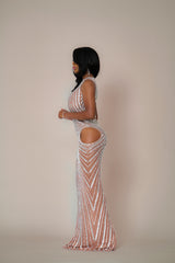 Forever Love Embellished High Neck Evening Gown