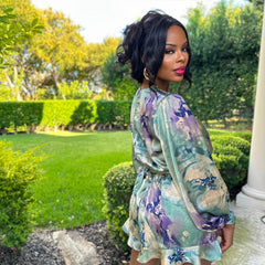 "Cheeky Muse" Plunge Watercolor Romper