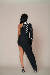 "Mercedes" Embellished One Shoulder Bandage Dress